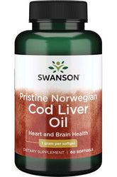 Swanson - Pristine Norwegian Cod Liver Oil, 1000mg - 60 softgels - Nutri.se